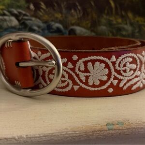 Embroidered Leather Belt by Lucky Brand